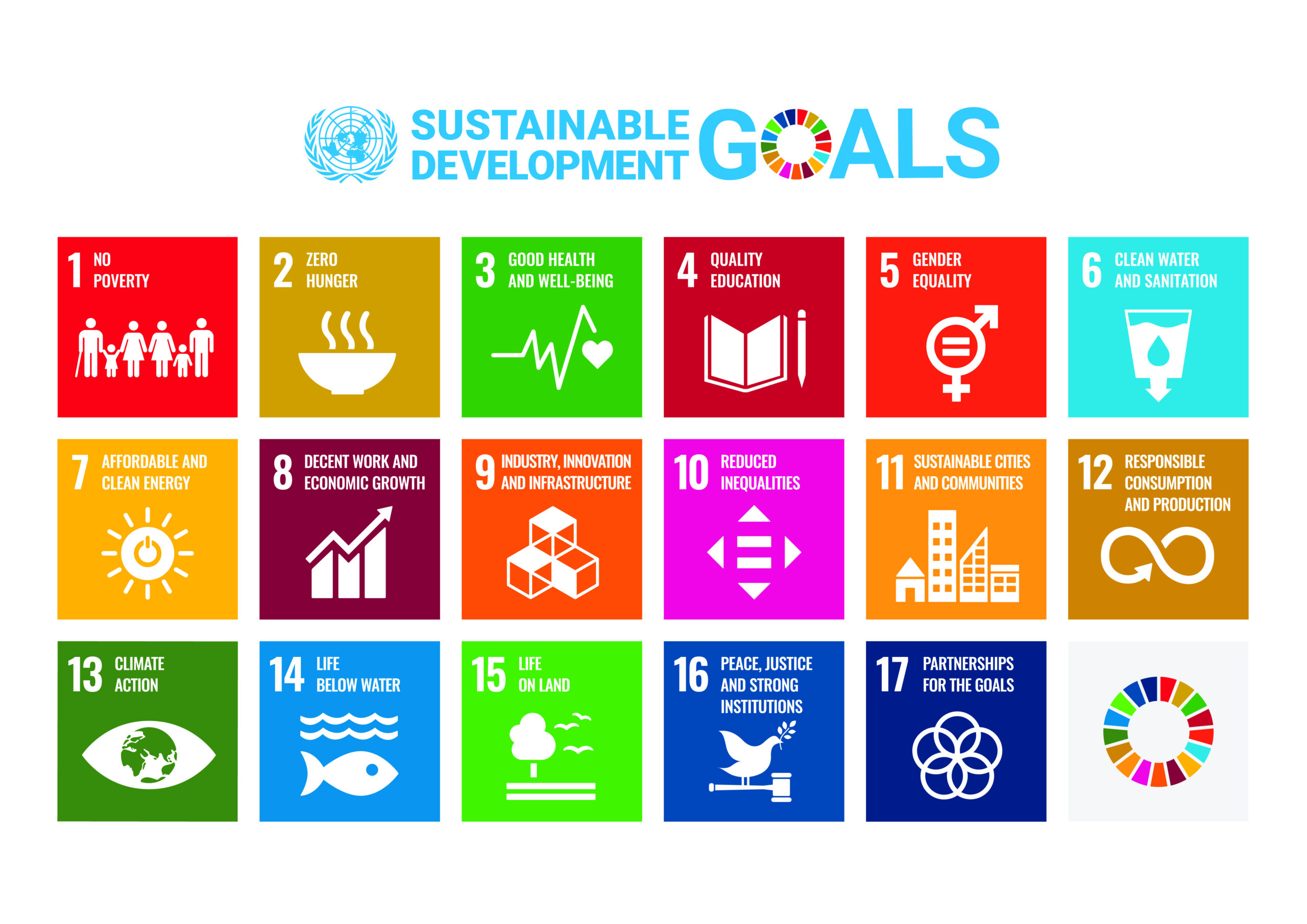 A photo of the UN Sustainable Development Goals