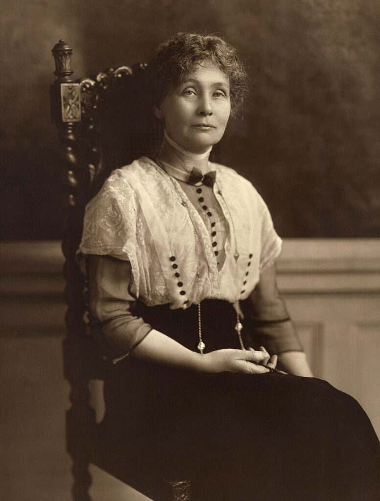 A photo of Emmeline Pankhurst, a British suffragette and women's rights activist, known for her leadership in the campaign for women's right to vote in the United Kingdom.