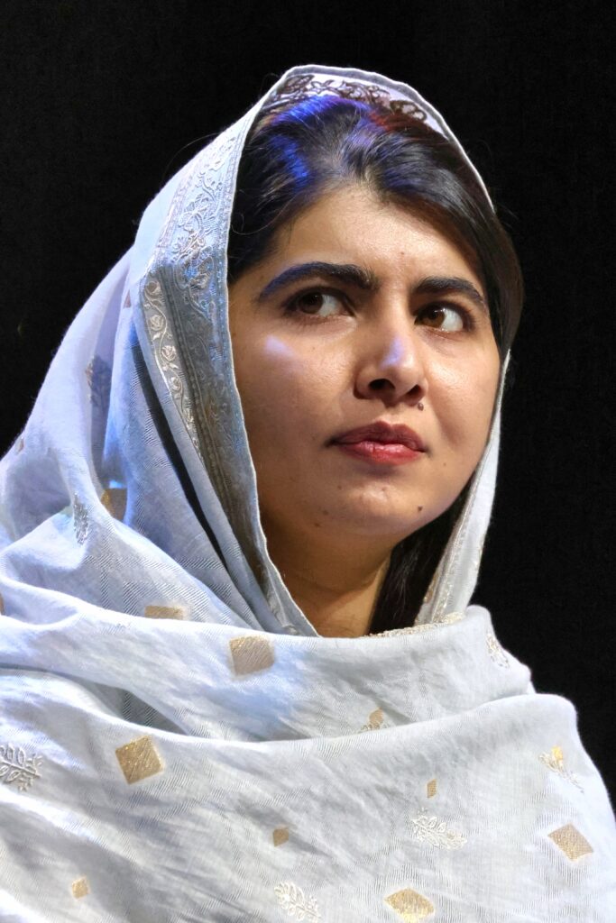 A photo of Malala Yousafzai, an advocate for girls' education and the youngest-ever Nobel Prize laureate, known for her activism in the face of violence and oppression.