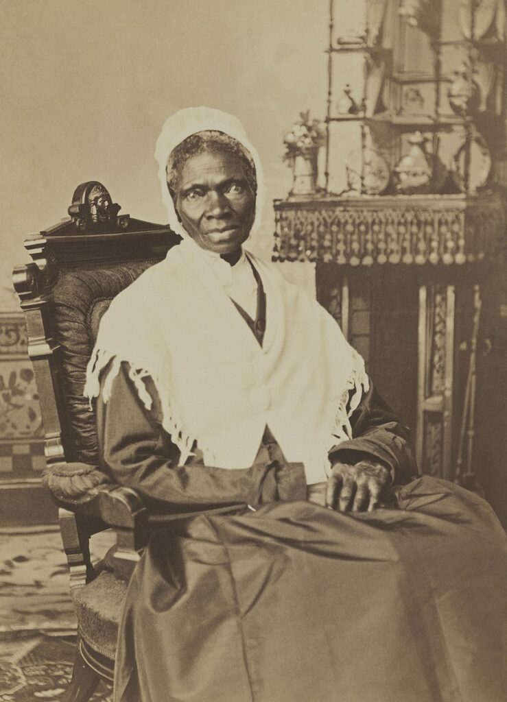 A photo of Sojourner Truth, an abolitionist and women's rights activist, known for her powerful speeches advocating for freedom, gender equality, and social justice.