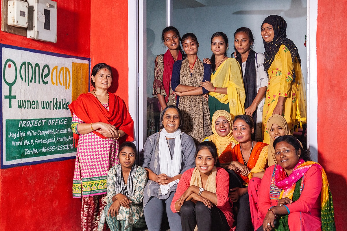 Ruchira Gupta, founder of Apne Aap NGO, and her staff that combat sex trafficking and support marginalized communities.