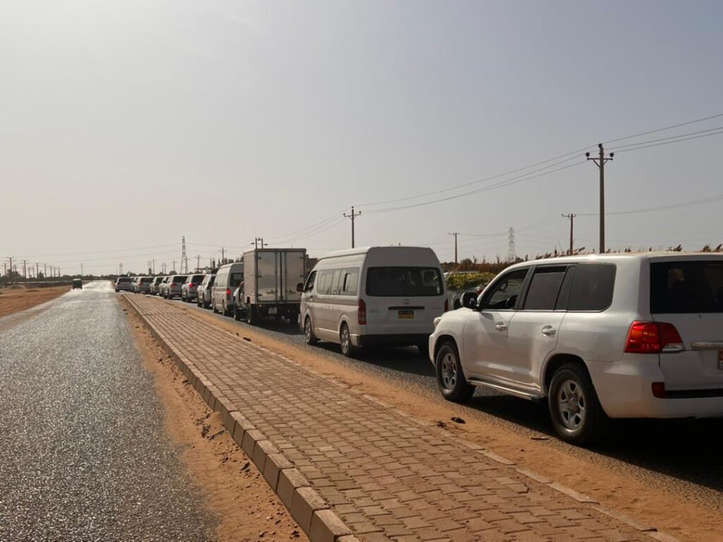 United Nations cars lined up in Sudan