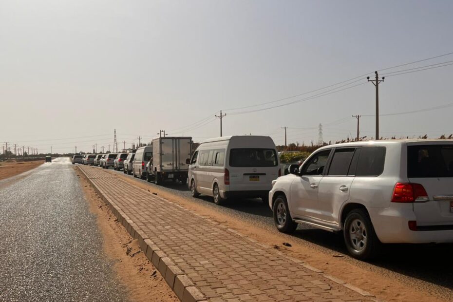 United Nations cars lined up in Sudan